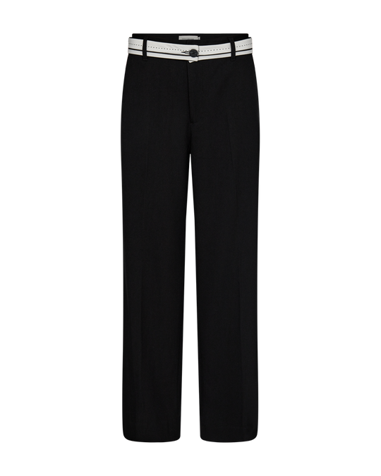 CMTAILOR - LAVTALJEDE BUKSER MED BÆLTE I SORT