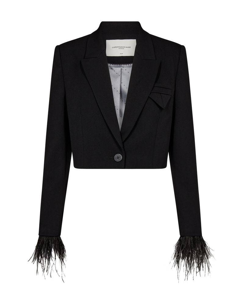 CMTAILOR - KORT BLAZER MED FJER I SORT