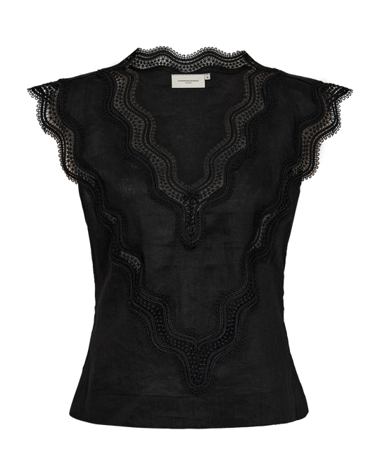 CMNATULI - HØRTOP MED BLONDER I SORT