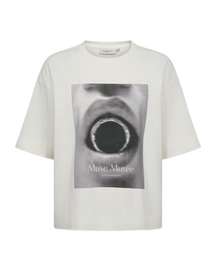CMMUSE - T-SHIRT MED PRINT I RÅHVID