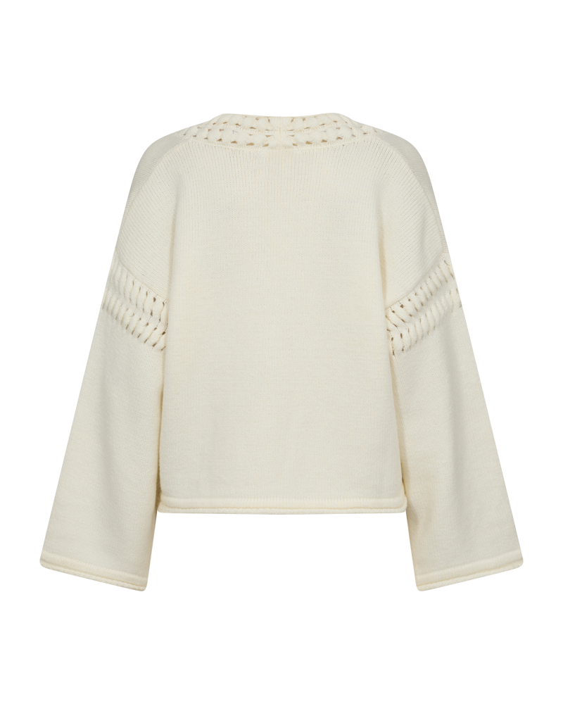 CMYARI - FINTSTRIKKET PULLOVER I RÅHVID