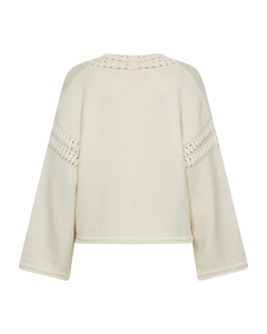 CMYARI - FINTSTRIKKET PULLOVER I RÅHVID