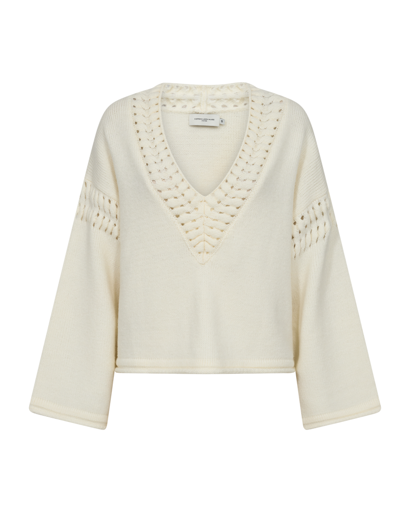 CMYARI - FINTSTRIKKET PULLOVER I RÅHVID