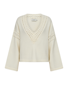 CMYARI - FINTSTRIKKET PULLOVER I RÅHVID