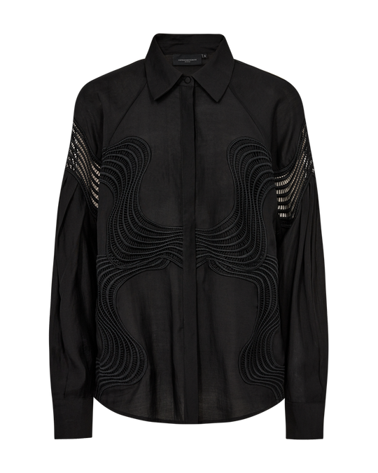 CMMOLLY - SKJORTE MED BLONDER I SORT