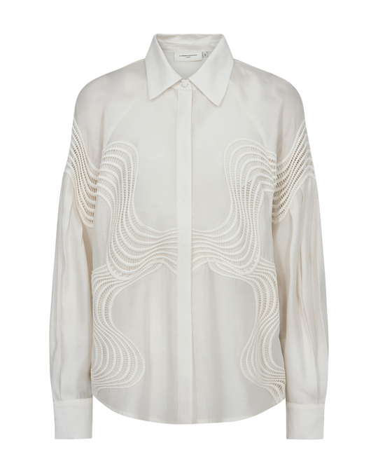 CMMOLLY - SKJORTE MED BLONDER I RÅHVID