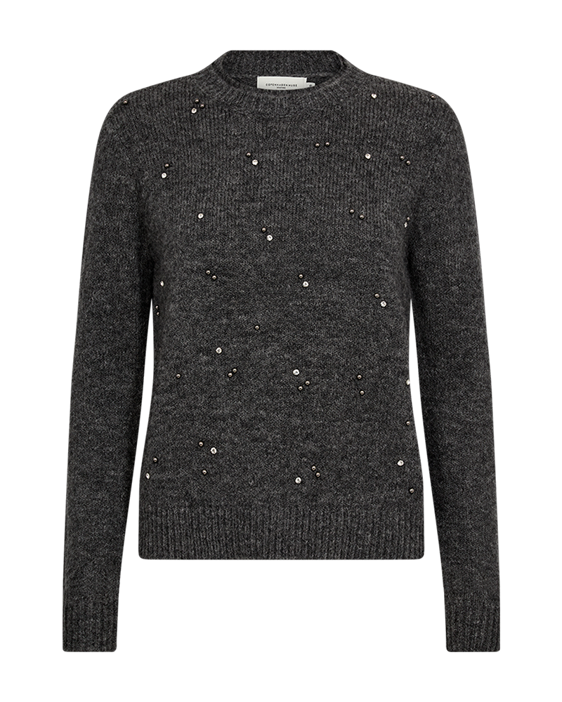 CMDIAMOND - PULLOVER MED SIMILISTEN OG PERLER I GRÅ