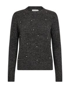 CMDIAMOND - PULLOVER MED SIMILISTEN OG PERLER I GRÅ