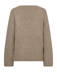 CMANDREA - RIBSTRIKKET PULLOVER I BEIGE