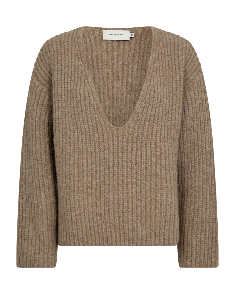 CMANDREA - RIBSTRIKKET PULLOVER I BEIGE