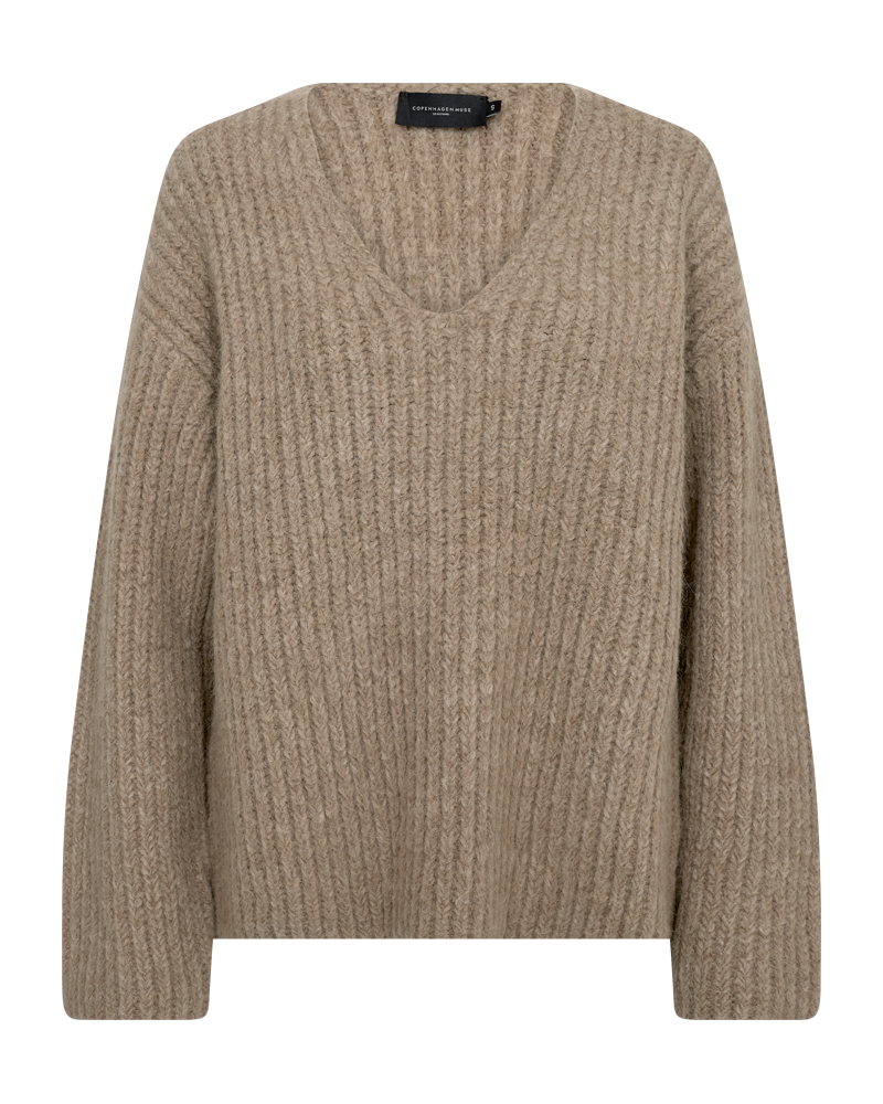 CMANDREA - RIBSTRIKKET PULLOVER I BEIGE