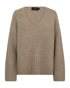 CMANDREA - RIBSTRIKKET PULLOVER I BEIGE