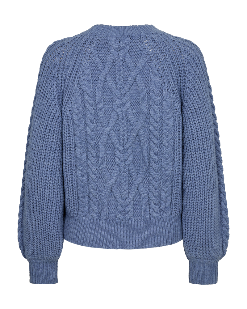 CMYARI - STRIKKET PULLOVER I BLÅ