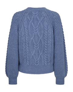CMYARI - STRIKKET PULLOVER I BLÅ