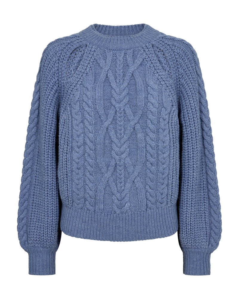 CMYARI - STRIKKET PULLOVER I BLÅ