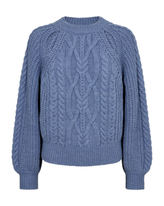 CMYARI - STRIKKET PULLOVER I BLÅ