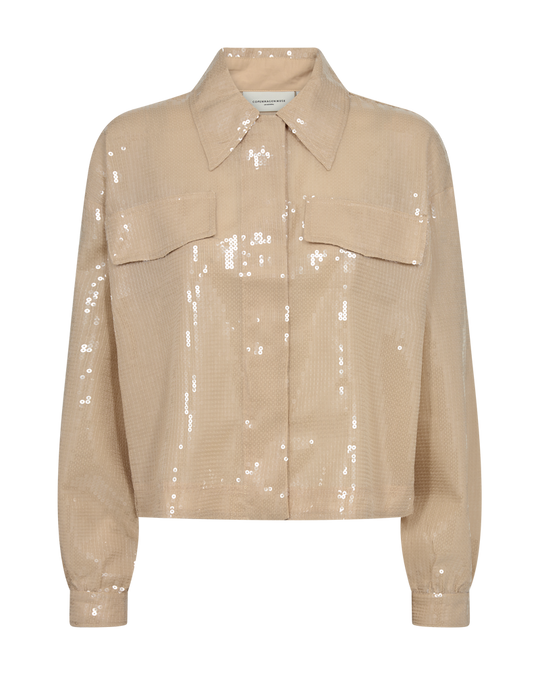 CMTRUCKER - JAKKE MED PAILLETTER I BEIGE