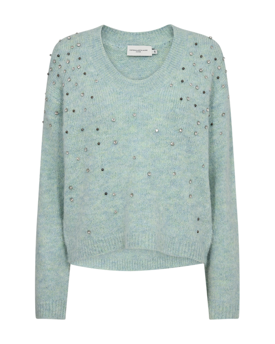 CMMARNI - PULLOVER MED SIMILISTEN I GRØN