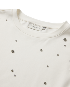 CMMUSE - T-SHIRT MED SIMILISTEN I RÅHVID