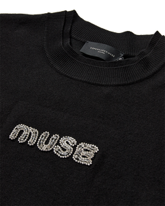 CMVERAN - PULLOVER MED PAILLETTER OG SMILISTEN I SORT