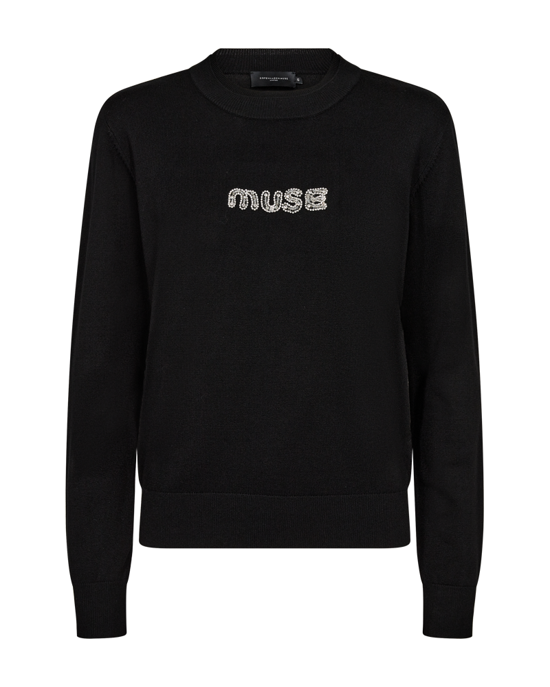 CMVERAN - PULLOVER MED PAILLETTER OG SMILISTEN I SORT