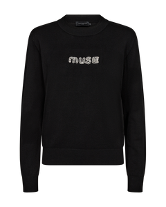 CMVERAN - PULLOVER MED PAILLETTER OG SMILISTEN I SORT