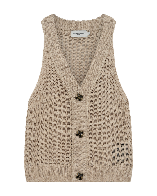 CMLINDA - STRIKKET VEST I BEIGE