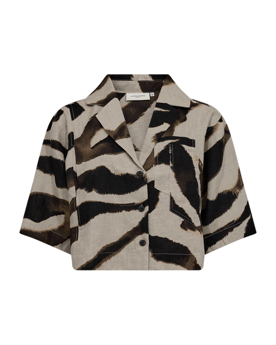 CMNATULI - KORT SKJORTE I BEIGE OG SORT