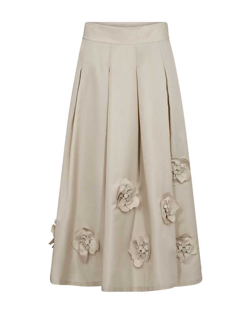 CMSIMI - NEDERDEL MED HÅNDLAVEDE BLOMSTER I BEIGE