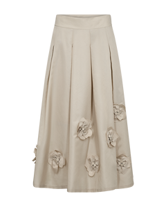 CMSIMI - NEDERDEL MED HÅNDLAVEDE BLOMSTER I BEIGE