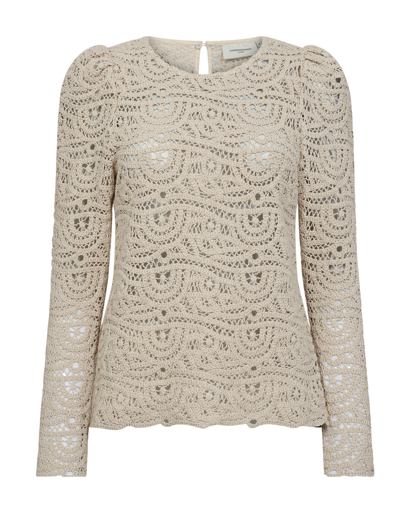 CMKARLA - HÆKLET BLUSE I BEIGE