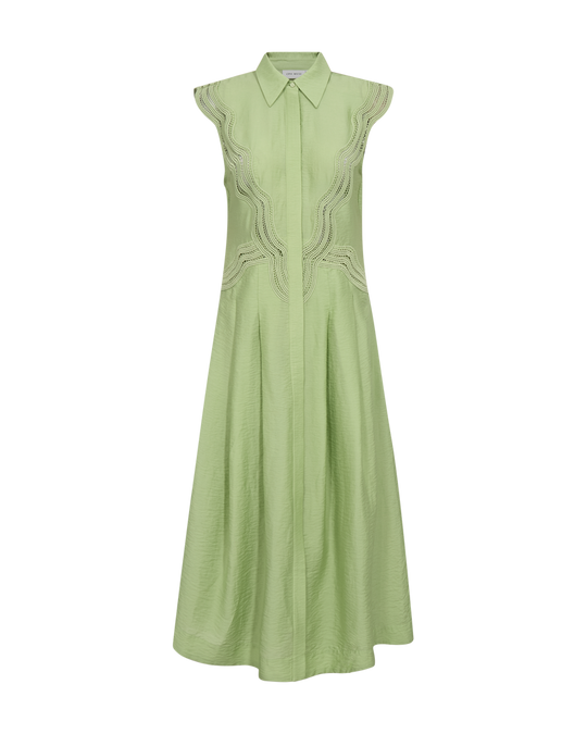 CMCOLE - FIGURSYET KJOLE MED BLONDER I GRØN