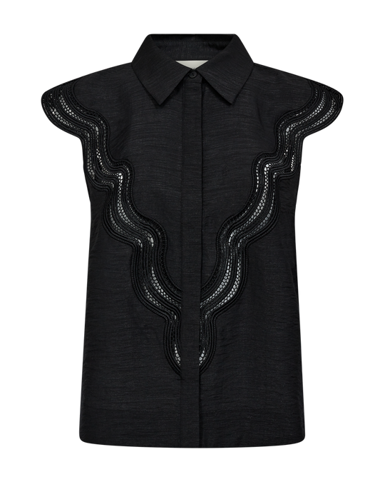 CMCOLE - SKJORTE MED BLONDER I SORT