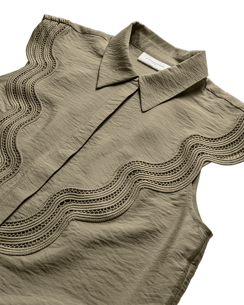 CMCOLE - SKJORTE MED BLONDER I GRØN