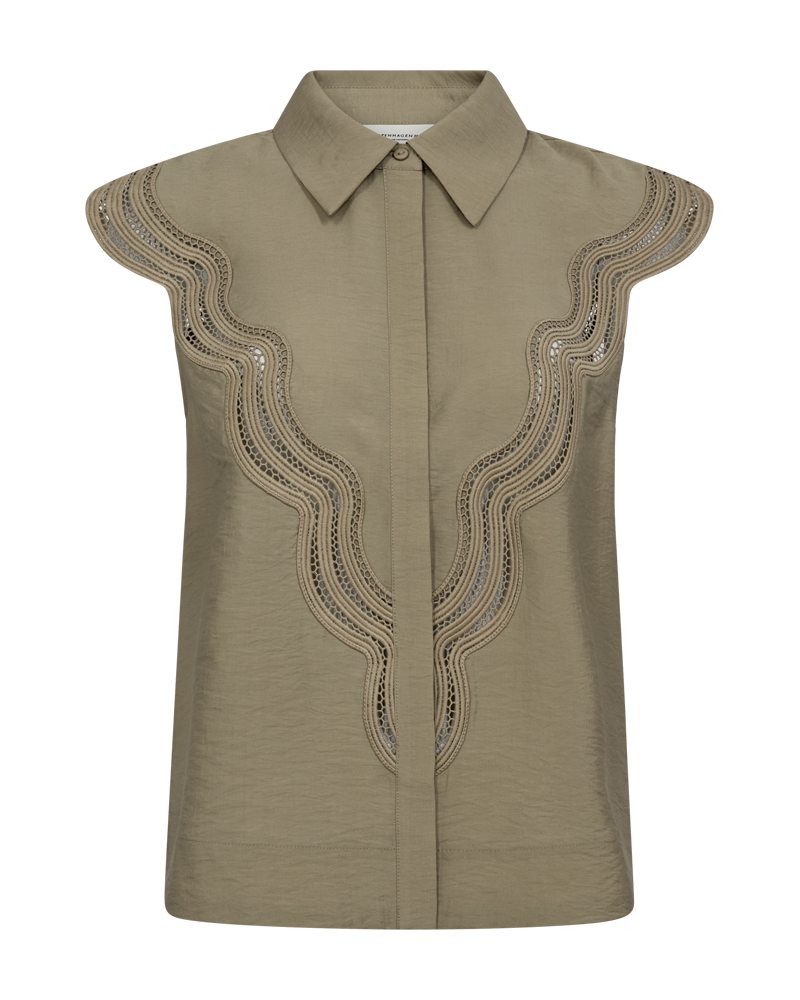 CMCOLE - SKJORTE MED BLONDER I GRØN