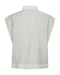 CMMOLLY - SKJORTE MED CUT-AND-SEW BLONDER I RÅHVID