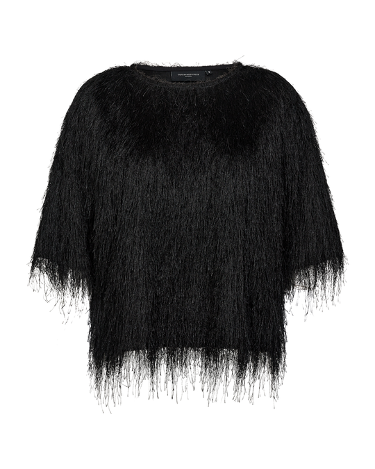 CMFALLON - T-SHIRT MED FRYNSER I SORT