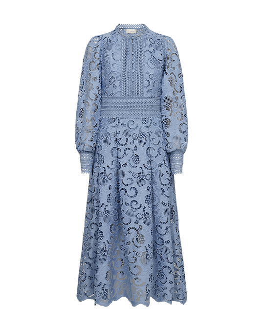 CMLANLY - KJOLE MED BLONDER I BLÅ