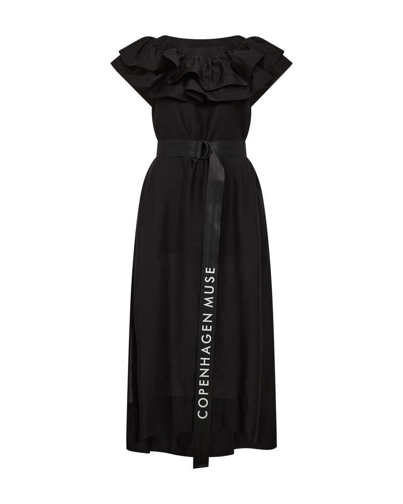 CMMOLLY - OFF-SHOULDER KJOLE MED FLÆSEKANT I SORT