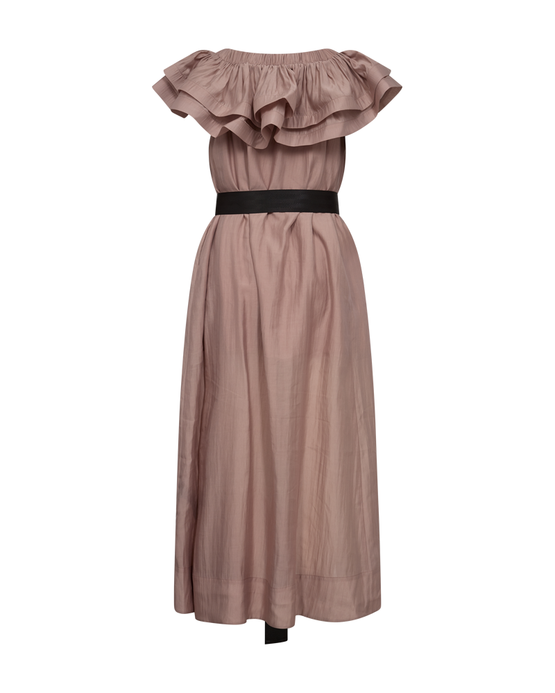 CMMOLLY - OFF-SHOULDER KJOLE MED FLÆSEKANT I ROSA