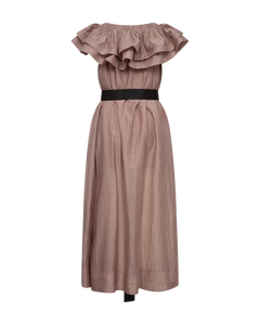 CMMOLLY - OFF-SHOULDER KJOLE MED FLÆSEKANT I ROSA