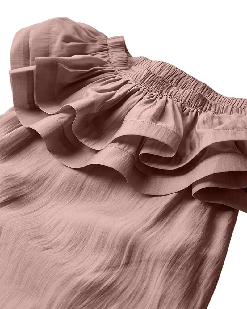 CMMOLLY - OFF-SHOULDER KJOLE MED FLÆSEKANT I ROSA