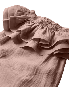 CMMOLLY - OFF-SHOULDER KJOLE MED FLÆSEKANT I ROSA