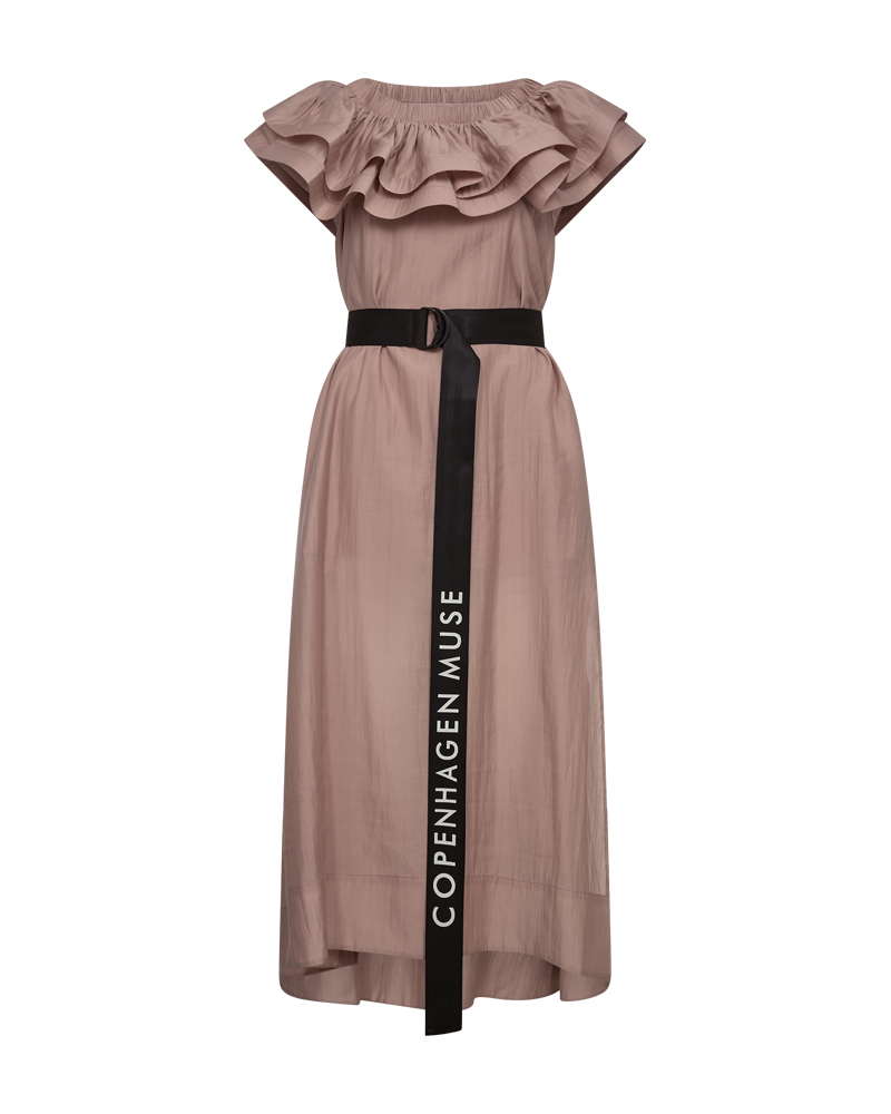 CMMOLLY - OFF-SHOULDER KJOLE MED FLÆSEKANT I ROSA