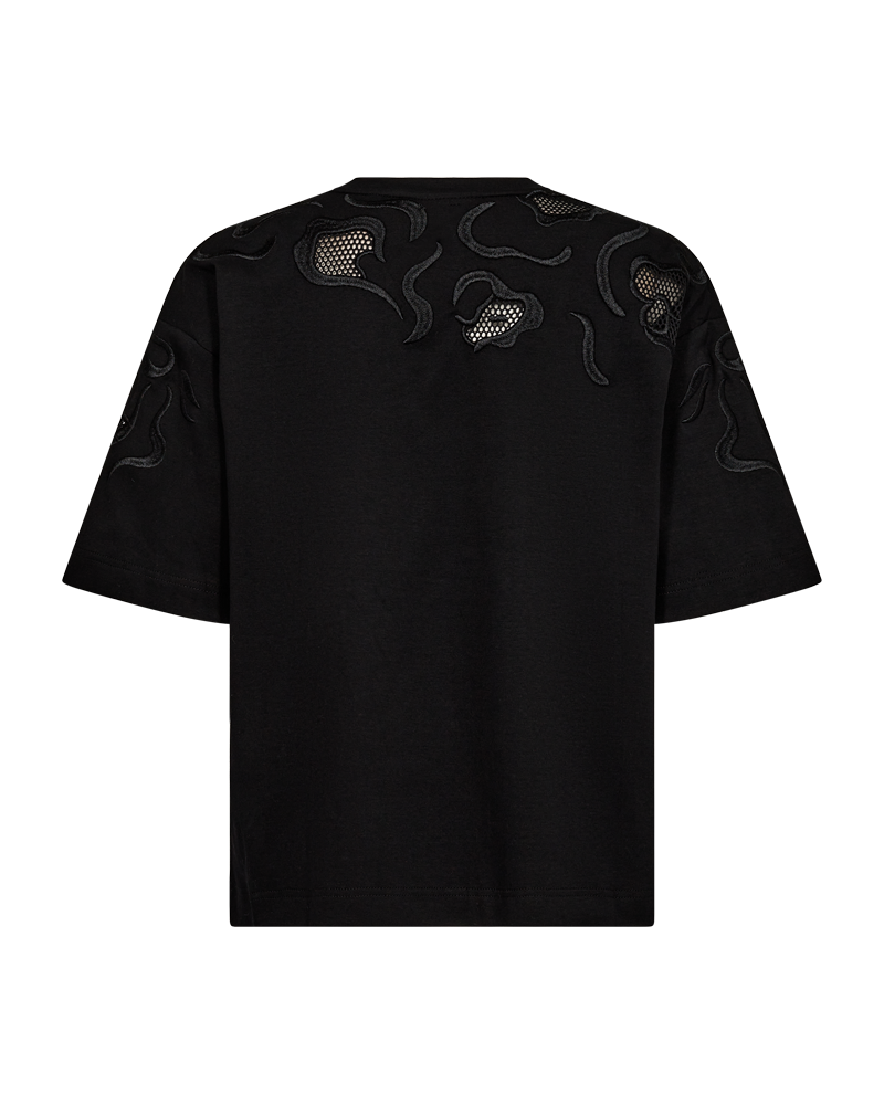 CMMUSE - T-SHIRT MED BRODERIER I SORT