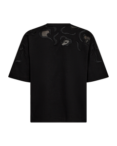 CMMUSE - T-SHIRT MED BRODERIER I SORT