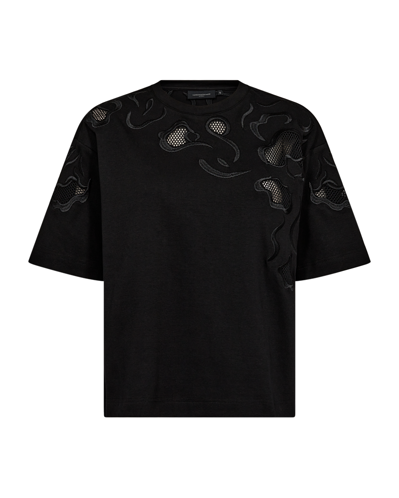 CMMUSE - T-SHIRT MED BRODERIER I SORT
