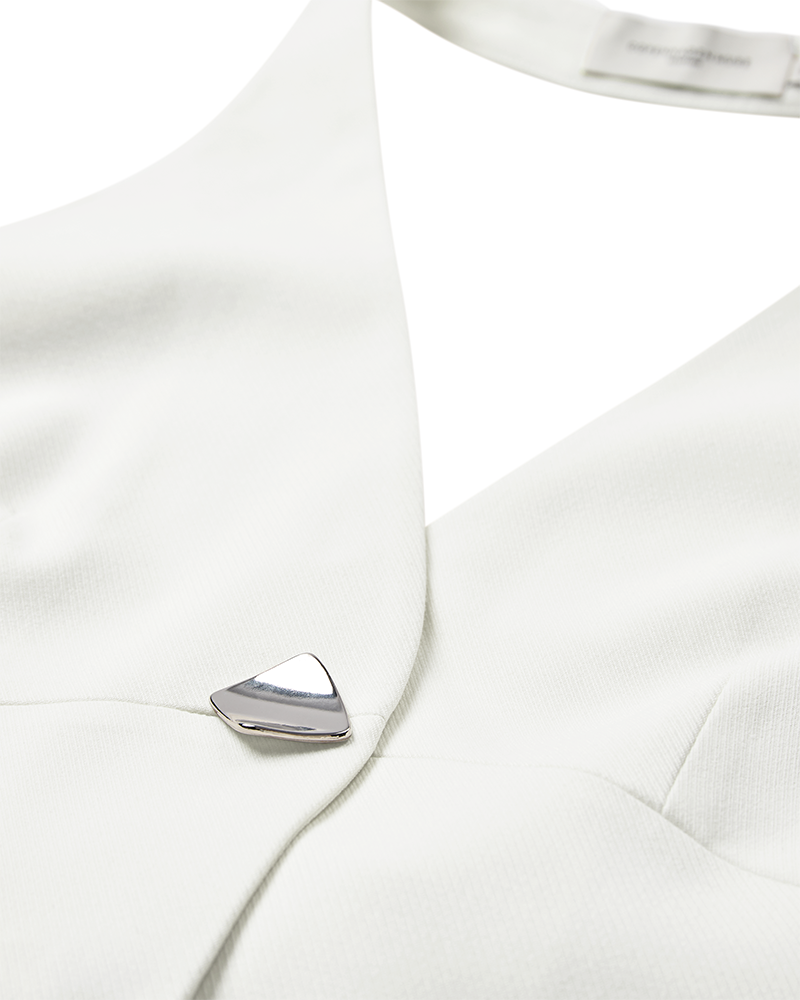 CMTAILOR - VEST MED HALTERNECK I RÅHVID