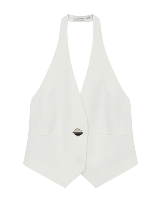 CMTAILOR - VEST MED HALTERNECK I RÅHVID