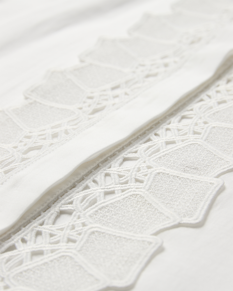 CMMOLLY - SKJORTE MED CUT-AND-SEW LACE I HVID